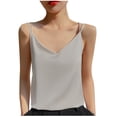 thumbnail image 1 of Besolor Women's Silk Satin Camisole V Neck Spaghetti Strap Cami Tops Summer Basic Blouse Plus Size, 1 of 4