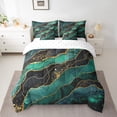 thumbnail image 2 of YST 7 Pcs Green Marble Comforter Set Queen, Gold Glitter Abstract Marbling Bed In A Bag With Flat Sheet And Fitted Sheet For Adults, Stone Pattern Fluid Bedding Set With Pillowcases & Shams, 2 of 5