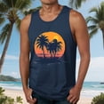 thumbnail image 2 of Sentmoon Débardeurs Homme Été Sans Manches Col Rond sous-Vêtement Imprimé Feuilles de Palmier Coupe Décontractée Grande Taille Chandail de Compression de Musculation Homme Vacances pour Journées d'Été à la Plage L, 2 of 6