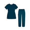 thumbnail image 1 of Sivvan Ensemble de Sarrau pour Femmes - Pantalon Cargo à Multiples Poches et Haut Cache-Cœur Stylé, 1 of 1