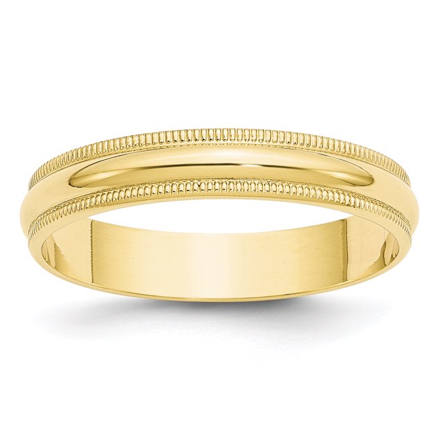 10KY 4mm LTW Milgrain Half Round Band Size 5 Size 5