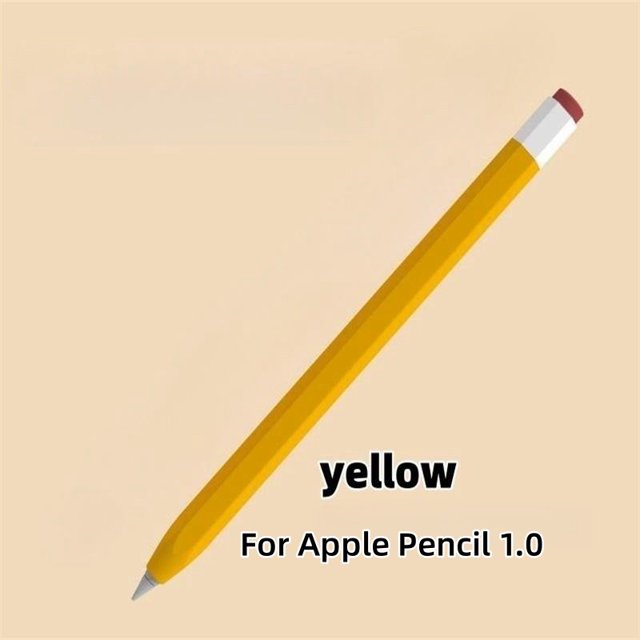 Pencil Case iPad Tablet Touch Stylus Pen Solid Colour Silicone Cover for Apple Pencil 1st or 2nd Generation New Pencil (USB-C) Pencil 1 Yellow