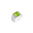 thumbnail image 2 of RYLOS Men's Rings 14K White Gold Designer Style 10X8MM Emerald Cut Shape Gemstone & Diamonds PERIDOT AUGUST Birthstone Rings For Men Size 9, 2 of 4