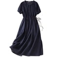 thumbnail image 2 of LSLJS Jupe Longue Légère pour Femme en Coton et Lin d'Été pour le Trajet, Jupe Unie, Robe d'Été, Robes de Plage d'Été, 2 of 9