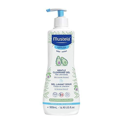 Mustela Gel Nettoyant Doux pour Bébé - Nettoyant pour Cheveux et Corps de Bébé - avec Avocat Naturel Enrichi en Vitamine B5 - Formule Biodégradable et Sans Larmes - 16,90 fl oz