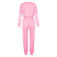 thumbnail image 5 of Mrat Two Piece Pajama Set for Women 2 Piece Jogging Sets Solid Polyester Long Sleeve Sweatsuits Sets Two Piece Track Suits Drawstring High Waist Pants Set Comfy Outfits N-Pink 5XL, 5 of 5