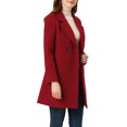 thumbnail image 4 of Allegra K Manteau Mi-Long à Manches Longues Raglan à Revers Croisé pour Femme TP Rouge Foncé, 4 of 7