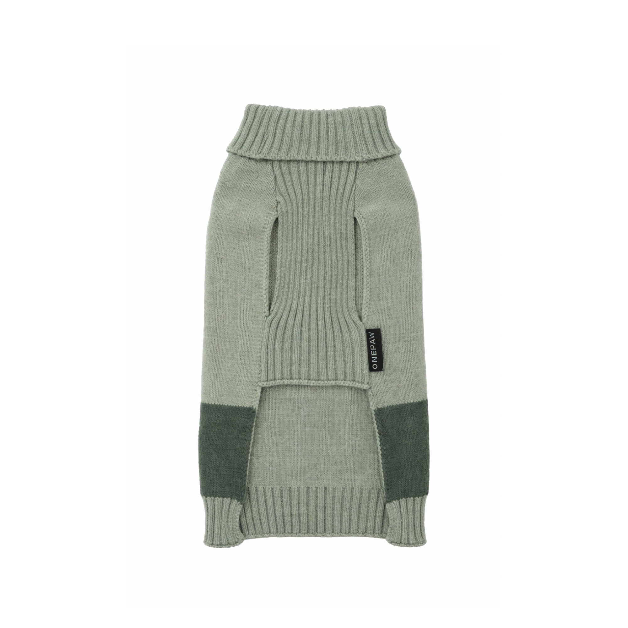 One Paw, Pull à col roulé côtelé vert sauge pour chien , couleur sauge, doux et chaud, plusieurs tailles disponibles, pour chiens