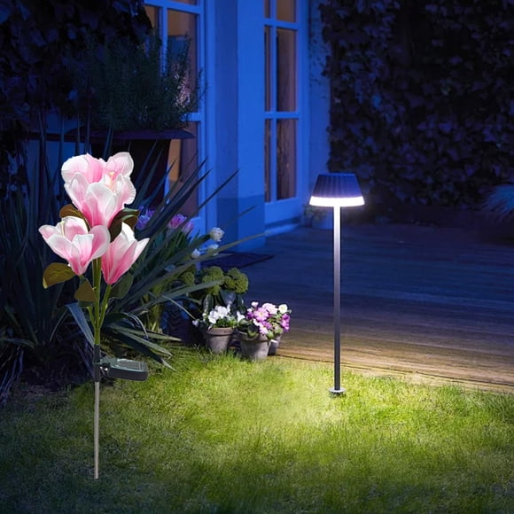 TopLLC Solar Lights Outdoor Solar Simulated Outdoor Decorative Flowers Garden Luminous Magnolia Decorative Lights Garden Lights Holiday Lights garden light