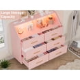 thumbnail image 1 of Modern 6 Drawer Dresser with Charging Station & RGB LED Lights – Slim Wooden Chest of Drawers with Shelf for Bedroom, Nursery, or Apartment, 1 of 7