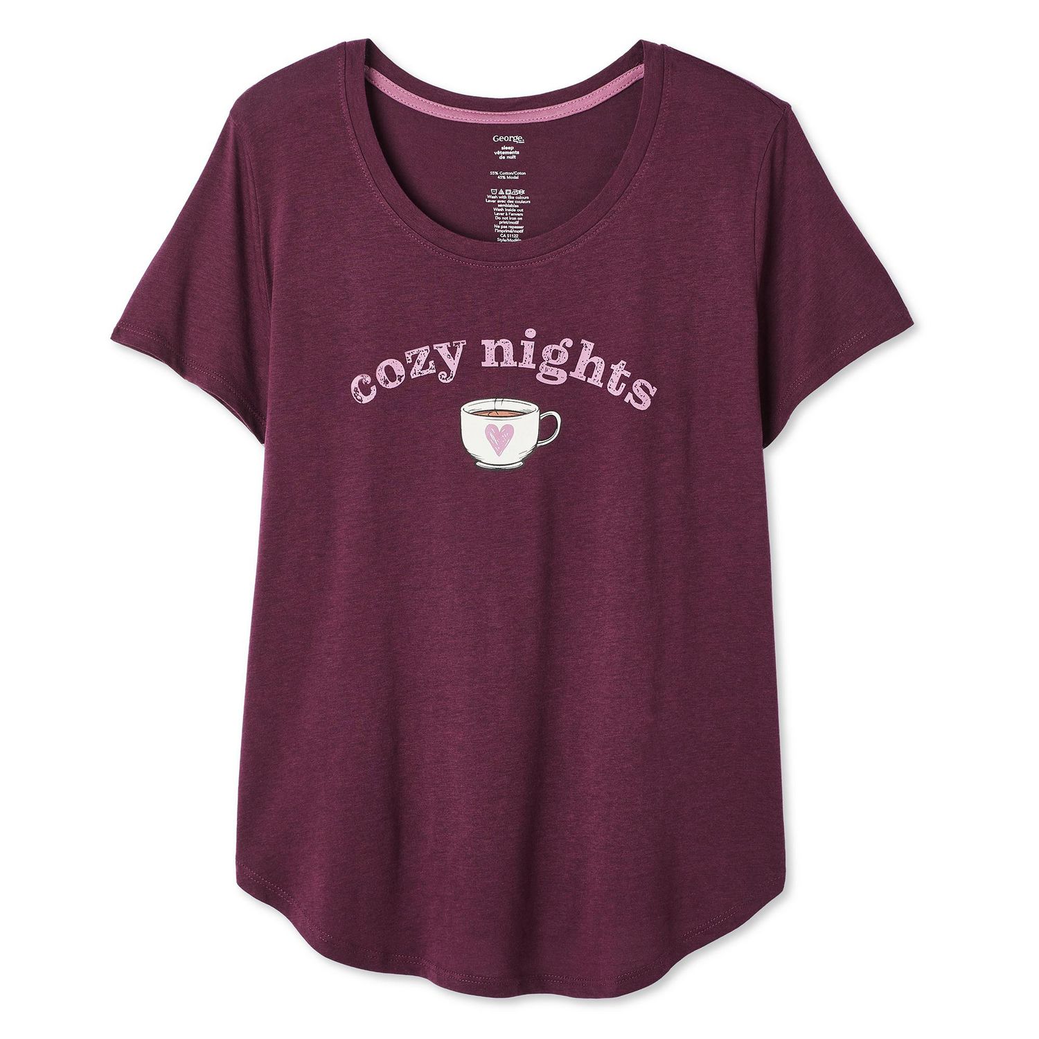 T-shirt de nuit à encolure dégagée George pour femmes