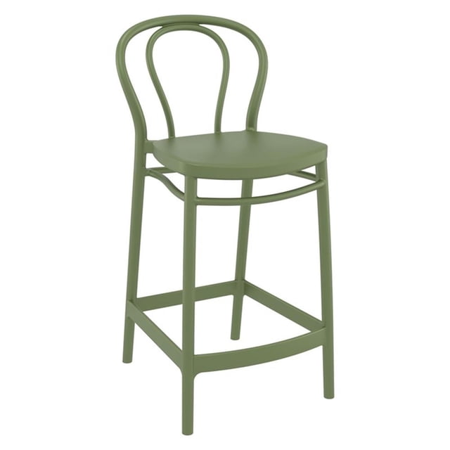 Compamia Victor Tabouret de Comptoir Contemporain en Résine pour Intérieur et Extérieur - Ensemble de 1, Vert Olive