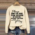 thumbnail image 2 of WEAIXIMIUNG Cropped Sweatshirts for Women Vintage Women's Please Don'T Be Rude Lettering Printed Round Neck Long Sleeve Sweatshirt, 2 of 4