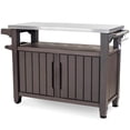 thumbnail image 1 of Keter Unity XL Outdoor Kitchen Rolling Bar Cart with Storage Cabinet, Brown, 1 of 11