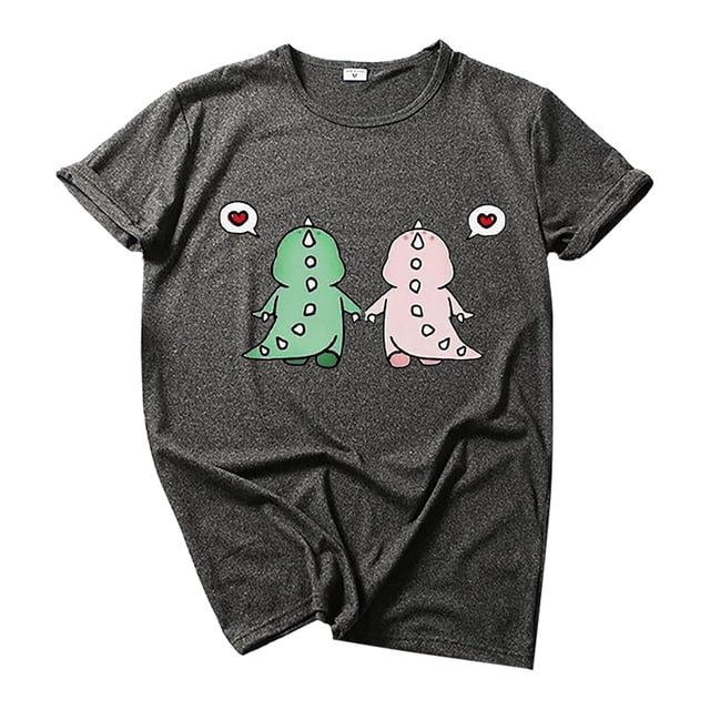 T-shirt pour Femmes T-shirt Mode T-shirt Décontracté Imprimé Dinosaure Ample à Manches Courtes