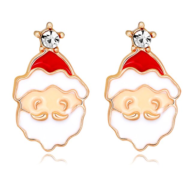 Boucles d'Oreilles de Noël Mignonnes Père Noël Boucles d'Oreilles Clous en Strass Boucles d'Oreilles de Noël pour Femmes