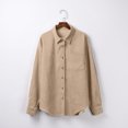 thumbnail image 4 of Pisexur Shacket Jacket Women Pocket Button Long Sleeve Top Outwear Solid Color Turn-down Collar Jacket Coat Pocketed Shirts Fall Jacket Shackets, 4 of 5