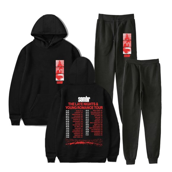 Sombr The Late Nights & Young Romance Tour Chandails à Capuchon Pantalons Jogger Ensemble Unisexe Mode Urbaine Chandails