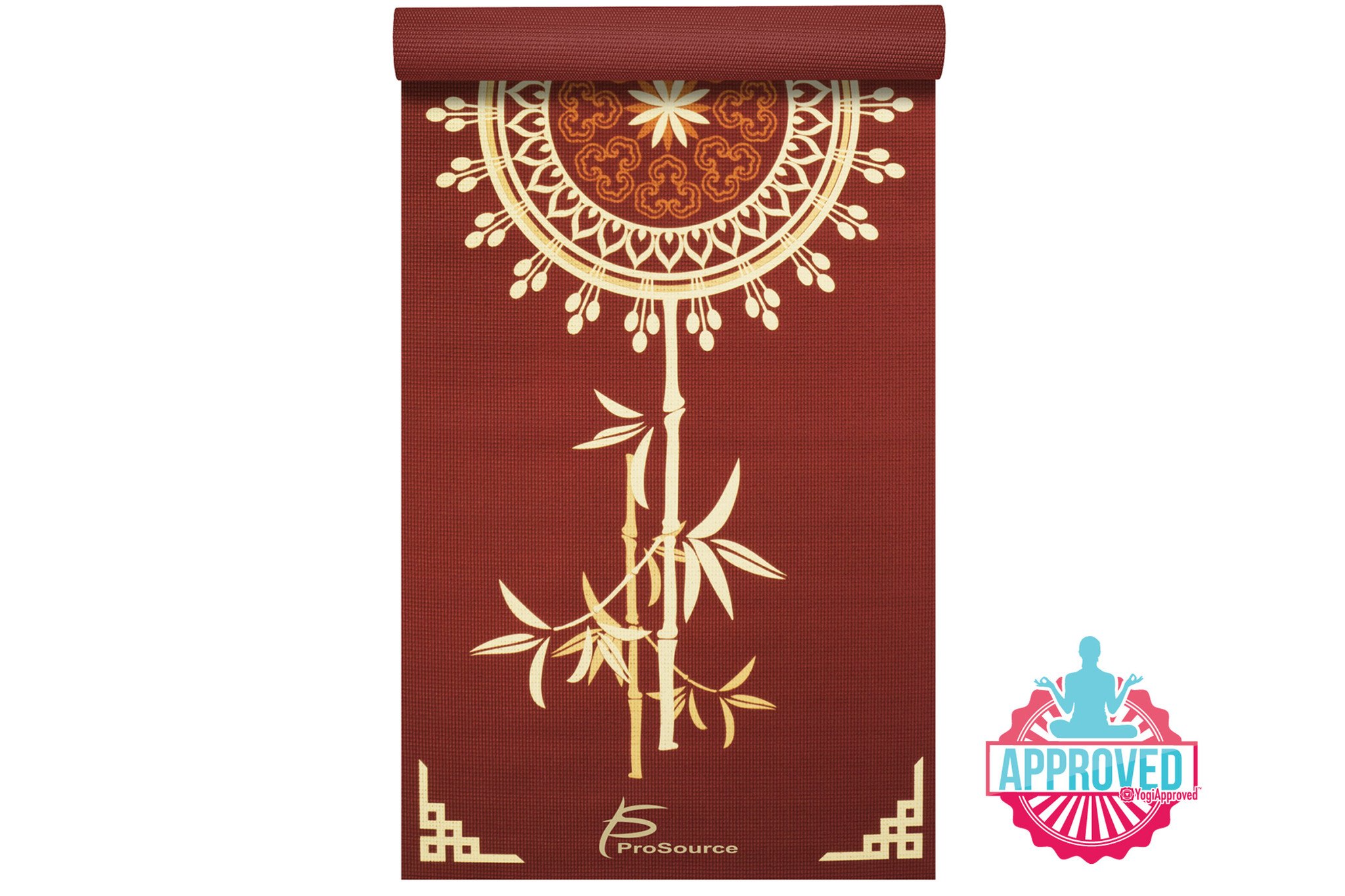 ProSource Yoga Mats 3/16 (5mm) Thick for Comfort & Stability with Exclusive Printed Designs Tao Yoga Mat, Red