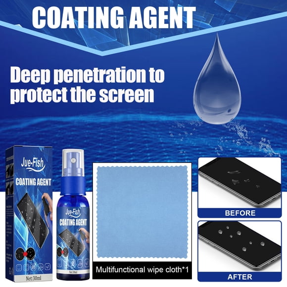 Liquid Screen Protector Spray 30ml, 9H Hardness Nano Coating for Phone Tablet Camera, Oleophobic Anti Scratch Film, Full Coverage Curved Screen and Invisible Protective Layer
