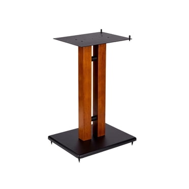 Monoprice Monolith 24in Cherry Wood Speaker Stand with Adjustable Top Plate, Supports Speakers Up To 75 Pounds, Ideal for Center or Bookshelf Speakers