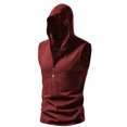 thumbnail image 1 of EGNMCR Débardeurs Homme Homme Décontracté Mode Uni Bouton Sans Manches Hauts Blouse Chandail à Capuchon Chandails, 1 of 4