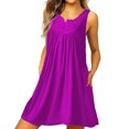 thumbnail image 1 of Robe Femme Plissée à Boutons, Gilet, Robe avec Poches, T-shirt Décontracté, Robe Débardeur Décontractée avec Poches, Violet, M, 1 of 6