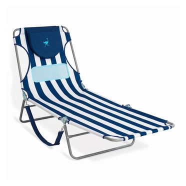 Ostrich The Ladies Comfort Lounger, Foldable Beach Pool Tanning Chair, Stripe