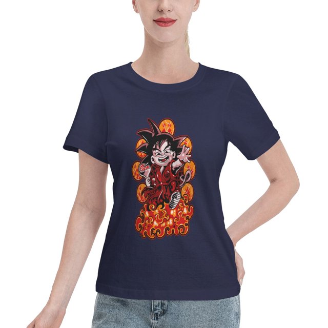 T-Shirt Basique à Manches Courtes pour Femmes Dragon Ball Little Goku