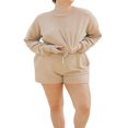 thumbnail image 1 of Sweat-shirt et Short Élastique pour Femme Survêtement 2 Pièces à Manches Longues, 1 of 5