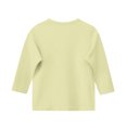 thumbnail image 4 of 2025 Chemises à Manches 3/4 pour Filles Mode Couleur Unie Col Rond Hauts Chemises Décontractées Jaune, 4 of 6
