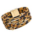 thumbnail image 3 of yingyy Bracelet Multi-layers Magnetic Buckle Leather Multi-colored Leopard Print Bangle Party Decoration Wristband Jewelry Chrysanthemum 1Set, 3 of 6