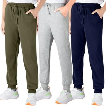 BIG ELEPHANT Boys Sweatpants, Cotton Sports Jogging Pants with Pockets and Drawstring, 3 pack (6-15Y)