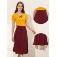thumbnail image 2 of INSPIRE CHIC Women's High Waist Knit A-Line Pleated Fared Skirt Deep Red S, 2 of 5