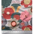 thumbnail image 1 of Soimoi Moss Georgette Fabric Flower Artistic Print Fabric by the Yard 42 Inch Wide, 1 of 3