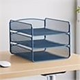 thumbnail image 3 of Scranton & Co 3-Tray Steel Metal Desk Organizer in Blue Finish, 3 of 20