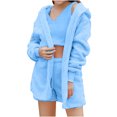 thumbnail image 1 of XZNGL Hauts pour Femmes à Manches Longues Hauts à Manches Longues pour Femmes Pyjama en Peluche Uni pour Femmes à Capuche Ensemble Trois Pièces à Manches Longues Hauts pour Femmes à Manches Longues Hauts pour Femmes à Manches Longues, 1 of 6