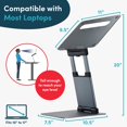 thumbnail image 3 of Ergonomic Laptop Stand for Desk, Adjustable Height Up to 20", Laptop Riser Portable Computer, Laptop Stands, Fits All MacBook, Laptops 10 15 17 Inches, Laptop Holder Desk Stand,, 3 of 5