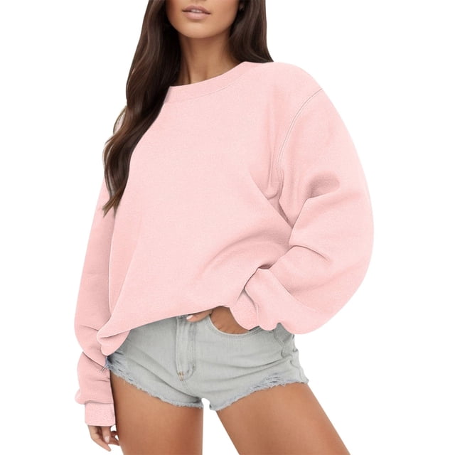 Kcodviy Chandail à Manches Longues pour Femmes Veste Active pour Femmes Chandail Décontracté à Col Rond Coupe Ample Chandail Uni pour Femmes Chandail à Capuchon Pollover en Molleton Automne Noël Chandails pour Femmes Hauts
