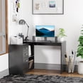 thumbnail image 2 of HOMCOM L-Shaped Straight Computer Desk w/ Storage Home Office Table, Black, 2 of 10