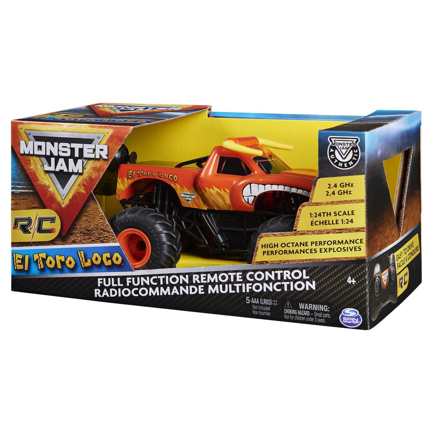Monster Jam, Monster truck El Toro Loco radiocommandé officiel, échelle 1:24, 2,4 GHz, à partir de 4 ans