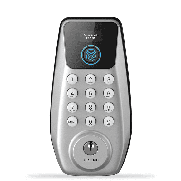 DESLOC Smart Porte Lock avec Écran Tactile, Porte d'Entrée Sans Clé Lock avec Stockage de 100 Empreintes Digitales, Clavier Deadbolt pour Porte d'Entrée, Batterie de 12 Mois, Installation Facile-Argent
