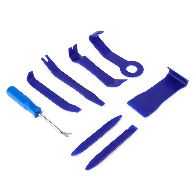 8pcs Voiture Intérieur Garniture Démontage Pry 6in Audio Navigation Retrait Réparation Outil Kit (Bleu)