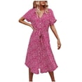 thumbnail image 2 of Robes d'Été Grande Taille pour Femmes 2024 Décontractées de Printemps et à Col en V à Manches Trois-Quarts Robe Imprimée Économisez jusqu'à 65 % de Rabais!, 2 of 7