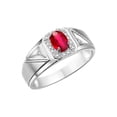 thumbnail image 4 of RYLOS Men's Rings Sterling Silver Classic 7X5MM Oval Gemstone & Diamond Ring Ruby July Birthstone Rings For Men Size 11, 4 of 7