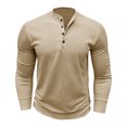 thumbnail image 3 of Besolor Shirts for Men Solid Color Button Long Sleeve Bottom Top 2024 Fall Winter Casual Loose Classic Pullover Blouse, 3 of 5
