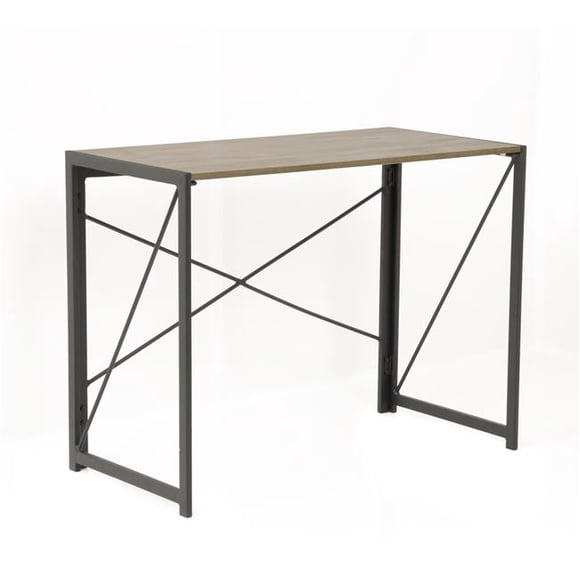 American Furniture Classics 42240 30 x 39.5 x 19.5 Po. Bureau d'Écriture Sans Outil pour la Maison et le Bureau avec Pattes en Métal et Dessus en Stratifié Chêne Cousu
