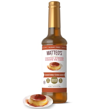 Matteo's Sirop Aromatisant Sans Sucre pour Café, Caramel Crème, Délicieux Sirop de Café, 0 Calories, 0 Sucre, Compatible Keto (750mL, Bouteille Unique)