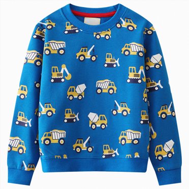 Ymyiu Sweatshirt Boy Boy's Graphic Long Sleeve Sweatshirts Youth Crewneck Sweatshirt Teen Shirt Pullover Tops 2T 3T(Blue, 2-3 Years)