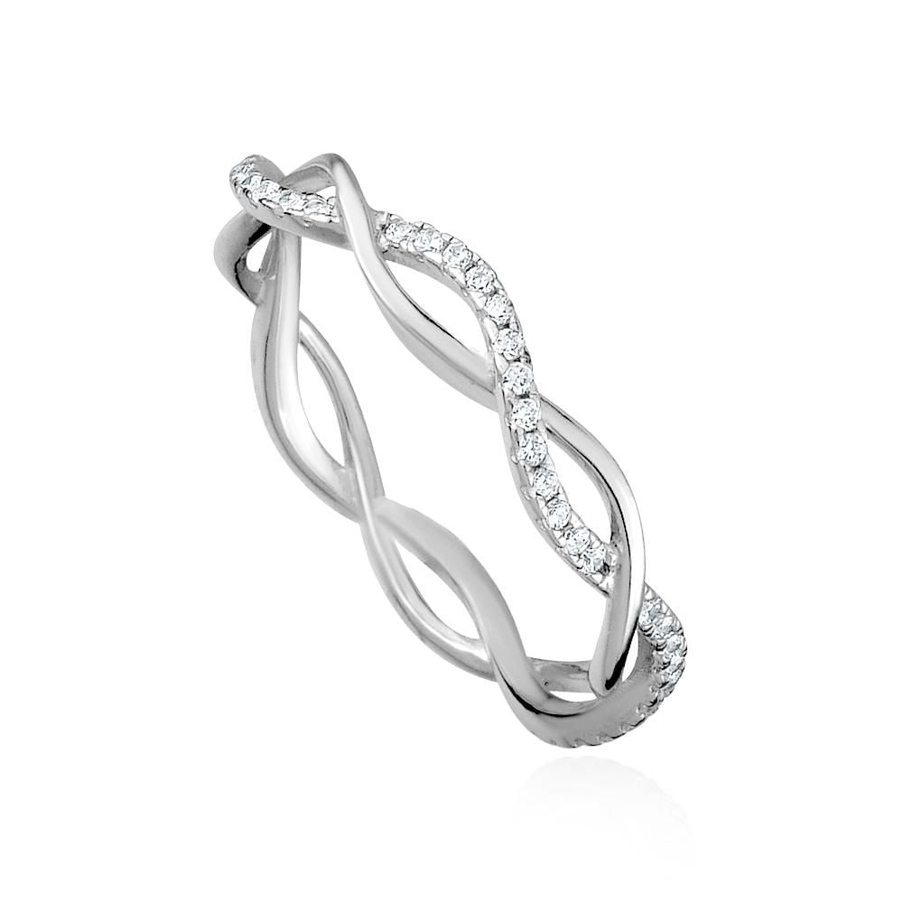 Luxury Designs Sterling Silver Cubic Zirconia Open Braid Ring